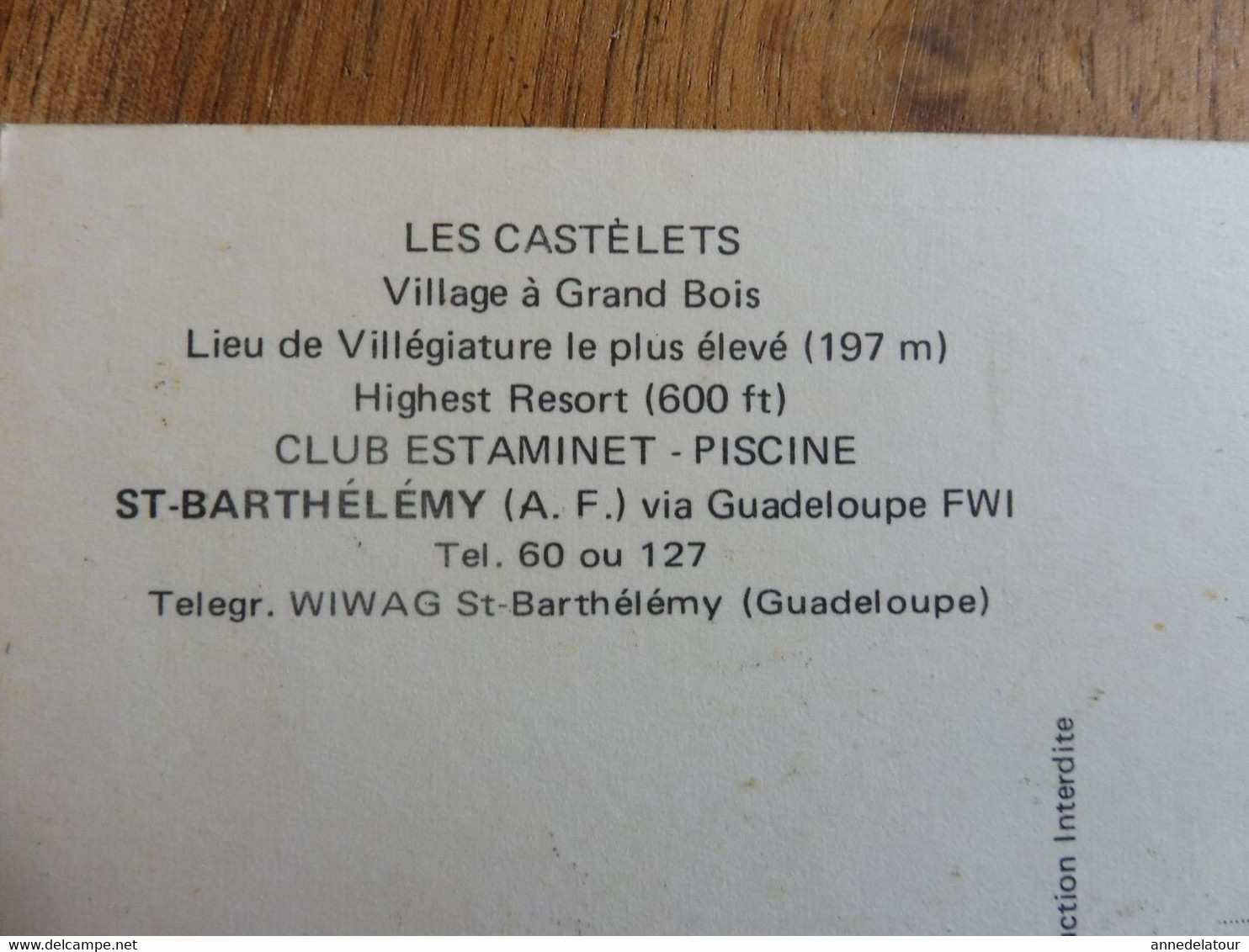 CPA Nominative (une Unité ) GUADELOUPE : St-Barthelemy - Les Castelets - Village à Grand Bois - CLUB-ESTAMINET-PISCINE - Saint Barthelemy