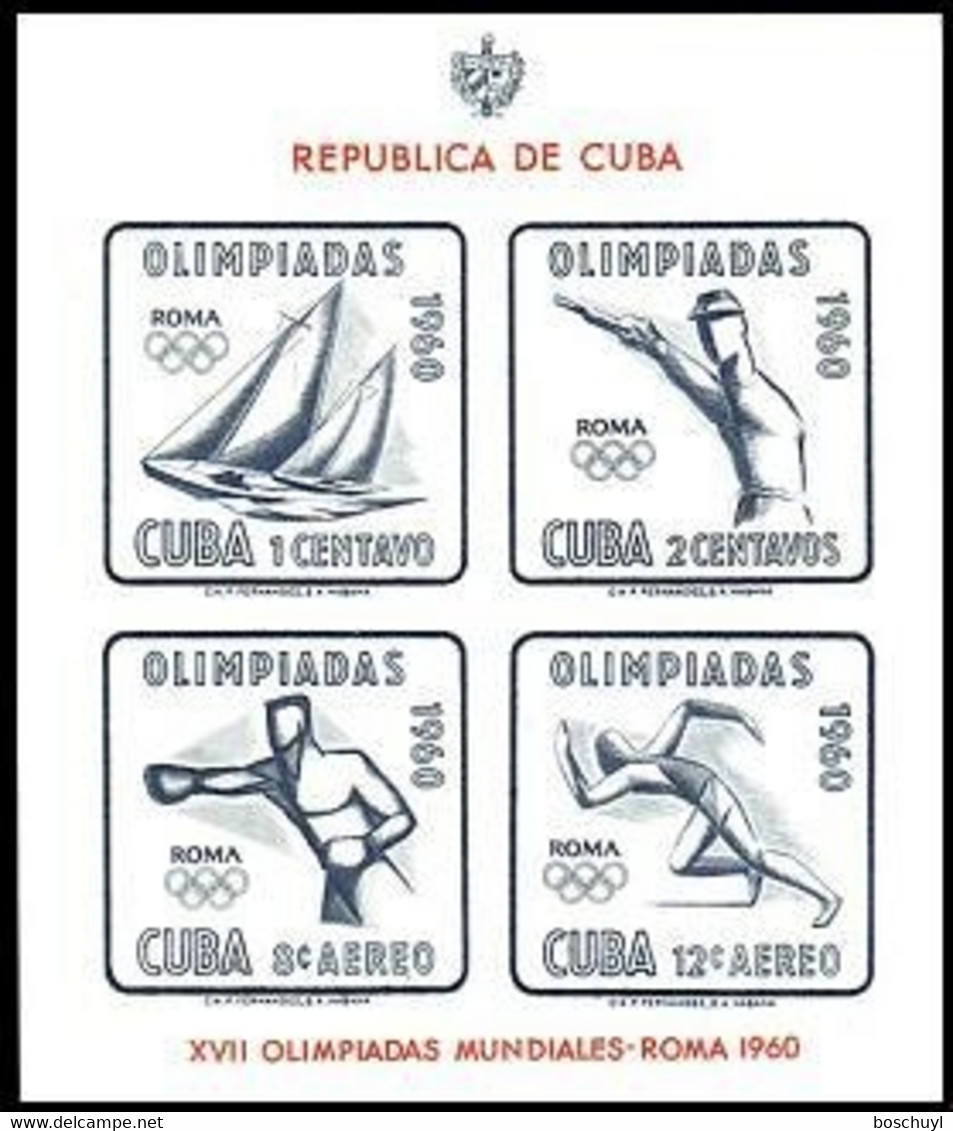 Cuba, 1960, Olympic Summer Games Rome, Sailing, Shooting, Boxing, Running, MNH, Michel Block 18 - Otros & Sin Clasificación