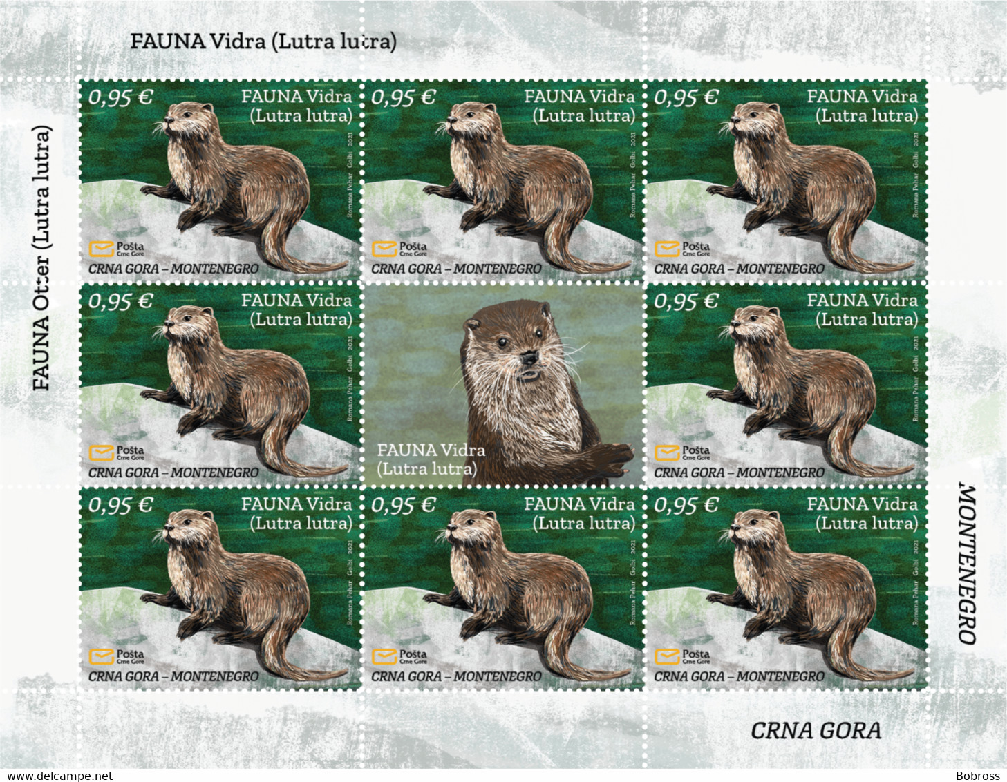 2021 “Fauna, Otter (Lutra Lutra)”, Sheet Of 8 Stamps, Montenegro, MNH - Montenegro