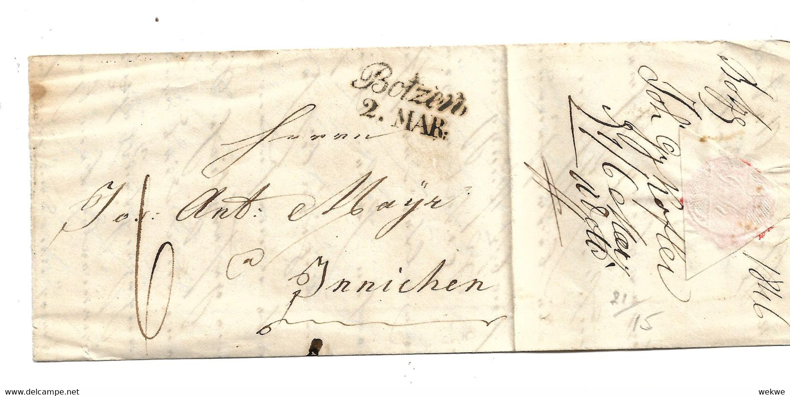 A-V102 / ÖSTERREICH - Botzen 1840 In Schreibschrift Nach Innichen - ...-1850 Prephilately