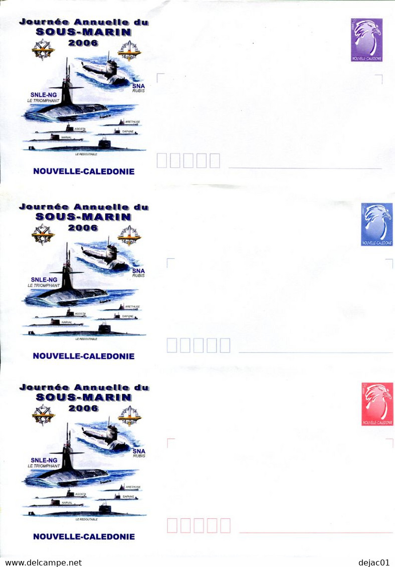 Nouvelle Calédonie - Entier Postal Yvert 211 à 213 E Journée Annuelle Du Sous-marin - R 6200 - Entiers Postaux