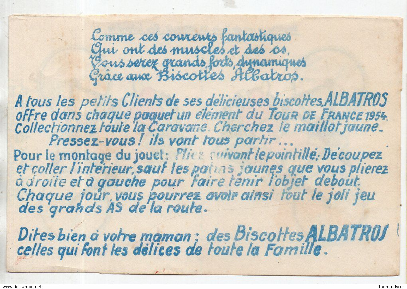 (cyclisme) Fontenay Le Comte (85 Vendée) BISCOTTES ALBATROS  Coureur Cycliste à Découper Et Coller (PPP28299) - Publicidad