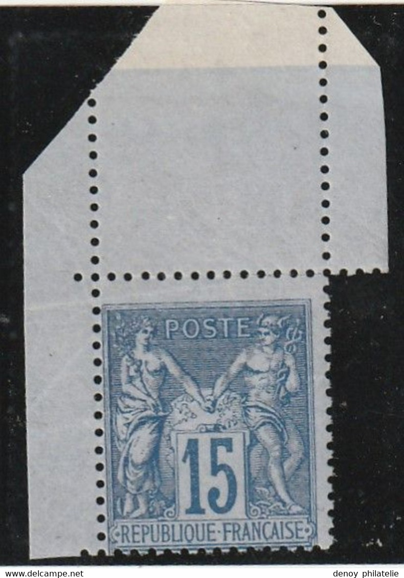 France N° 90a Bleu Sur Bleu Sans Charnière** Mais Avec Deux  Plis - 1898-1900 Sage (Type III)