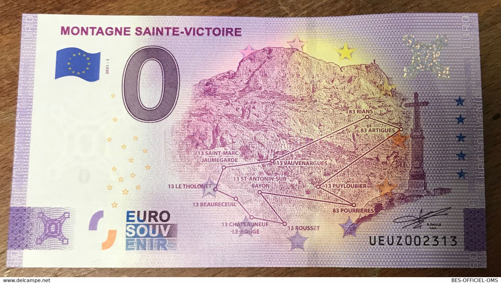 2021 BILLET 0 EURO SOUVENIR DPT 13 MONTAGNE SAINTE-VICTOIRE ANNIVERSAIRE N°2313 PAPER MONEY SCHEIN BANKNOTE - Essais Privés / Non-officiels