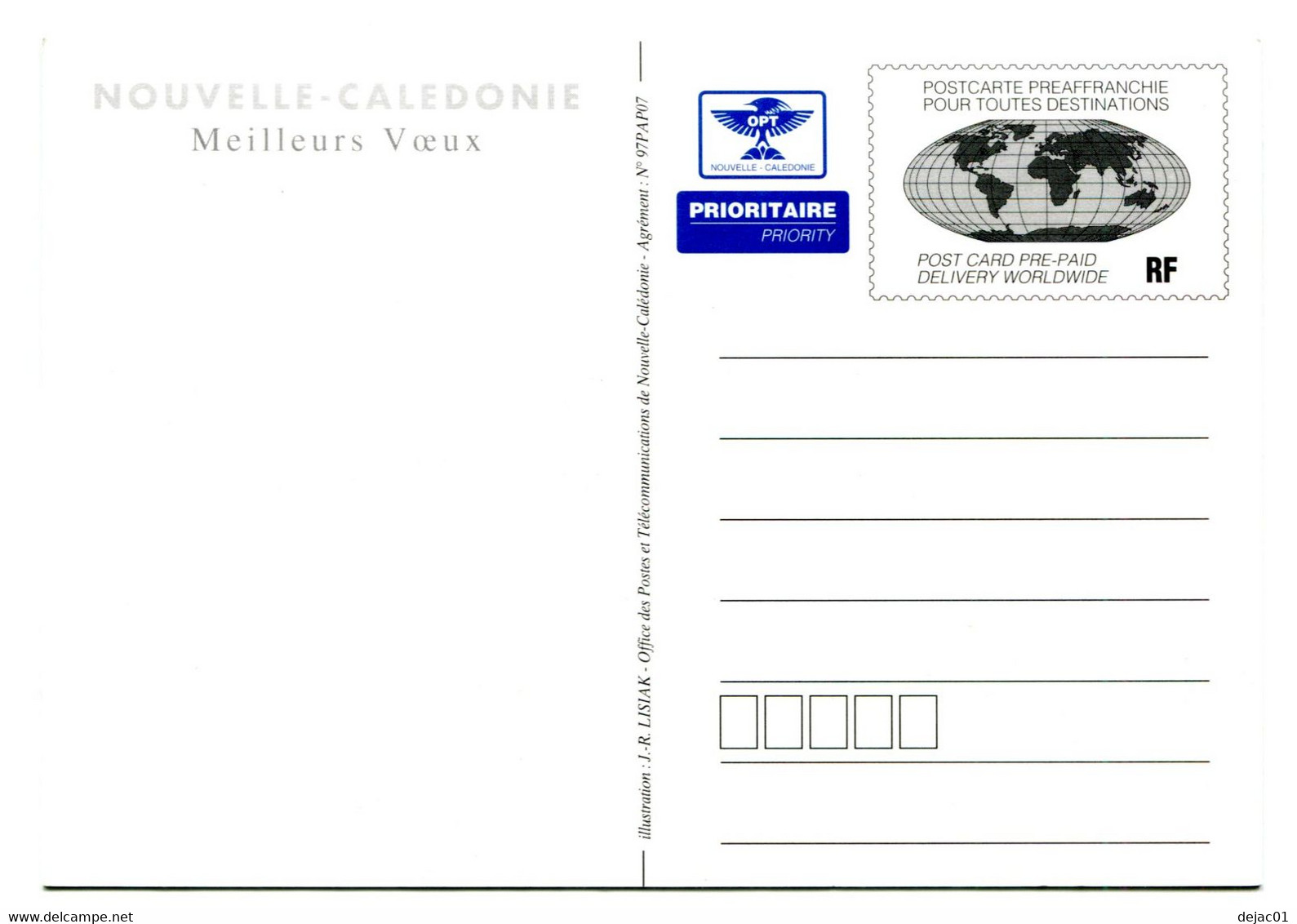 Nouvelle Calédonie - Carte Postale Yvert 14 CP Meilleurs Voeux - R 6213 - Enteros Postales