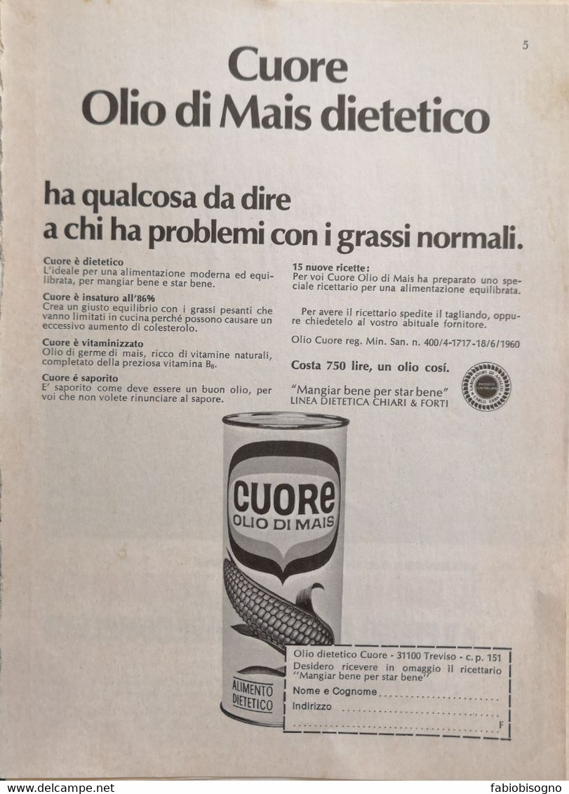 1963/8 -  CUORE Olio Di Mais -  4  P.  Pubblicità Cm. 13 X 18 - Affiches
