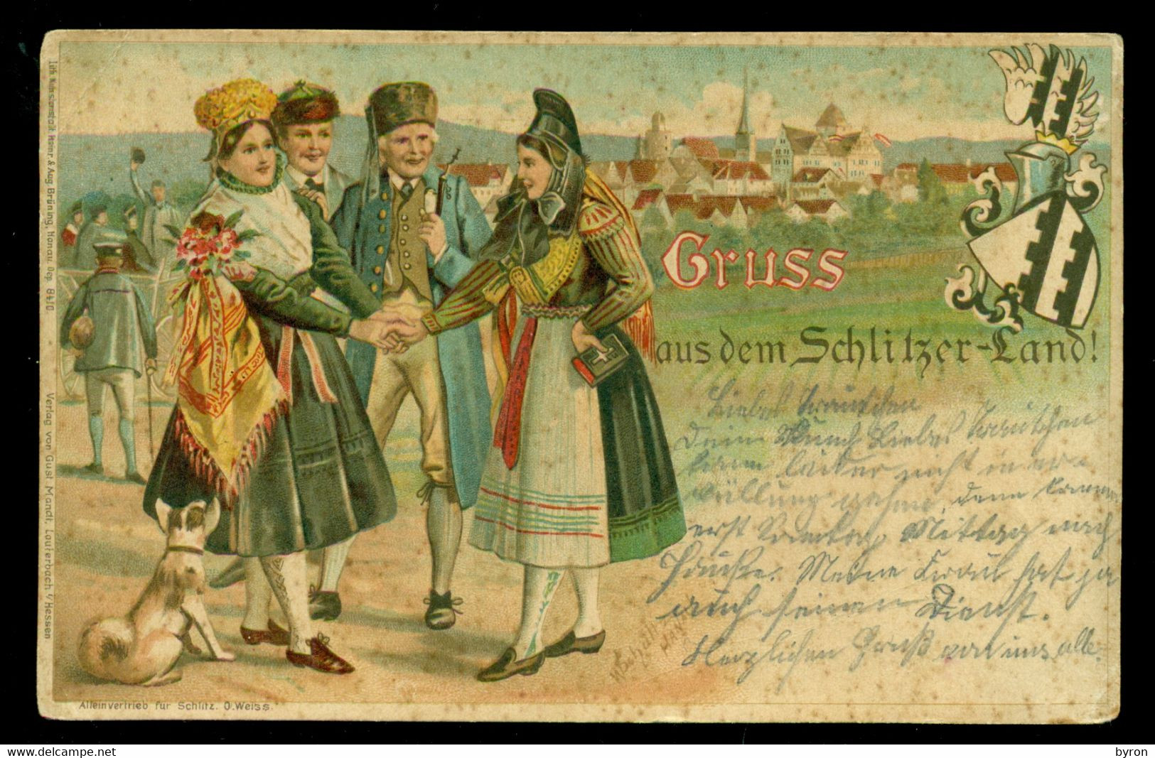 ALEMANIA  GERMANY " Grus Aus Dem Schlitzer Land ".  Original Litho Postcard 1903 - Rheine