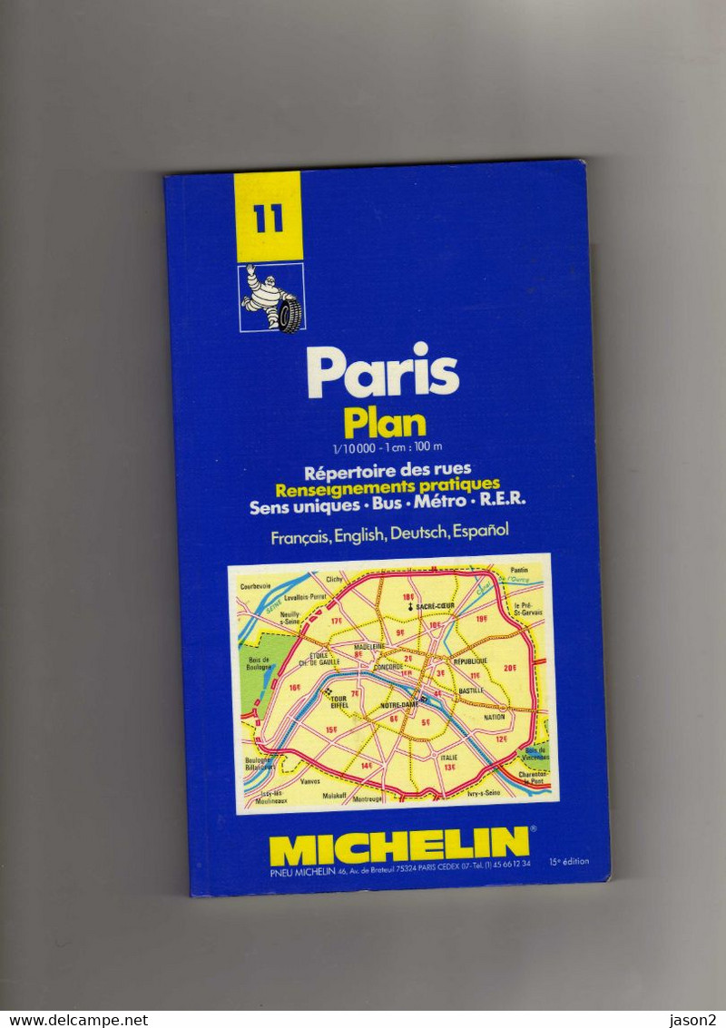 Paris Plan/ Michelin NO 11 Repertoire Des Rues Etc 1991 - Europe