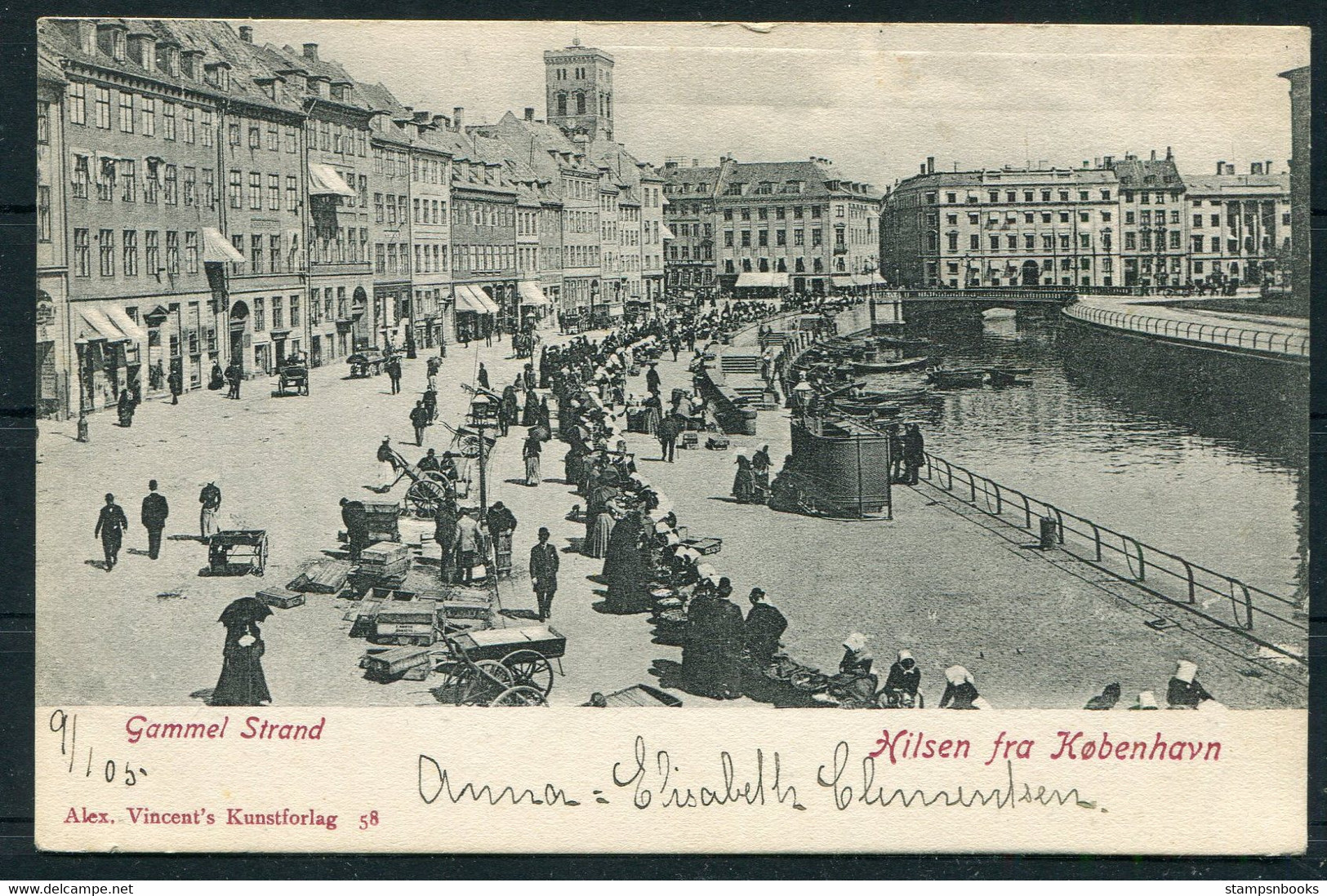 1905 Denmark Copenhagen Gammel Strand Postcard - Hotel Brussels Belgium. Mixed Bi-Colour, Coat Of Arms Franking - Briefe U. Dokumente