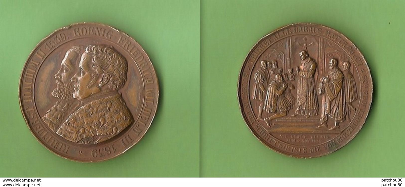 Medaille 1839 Preussen PREUSSEN Medaille Kurfürst Joachim II. Und König Friedrich Wilhelm II. - Royaux/De Noblesse