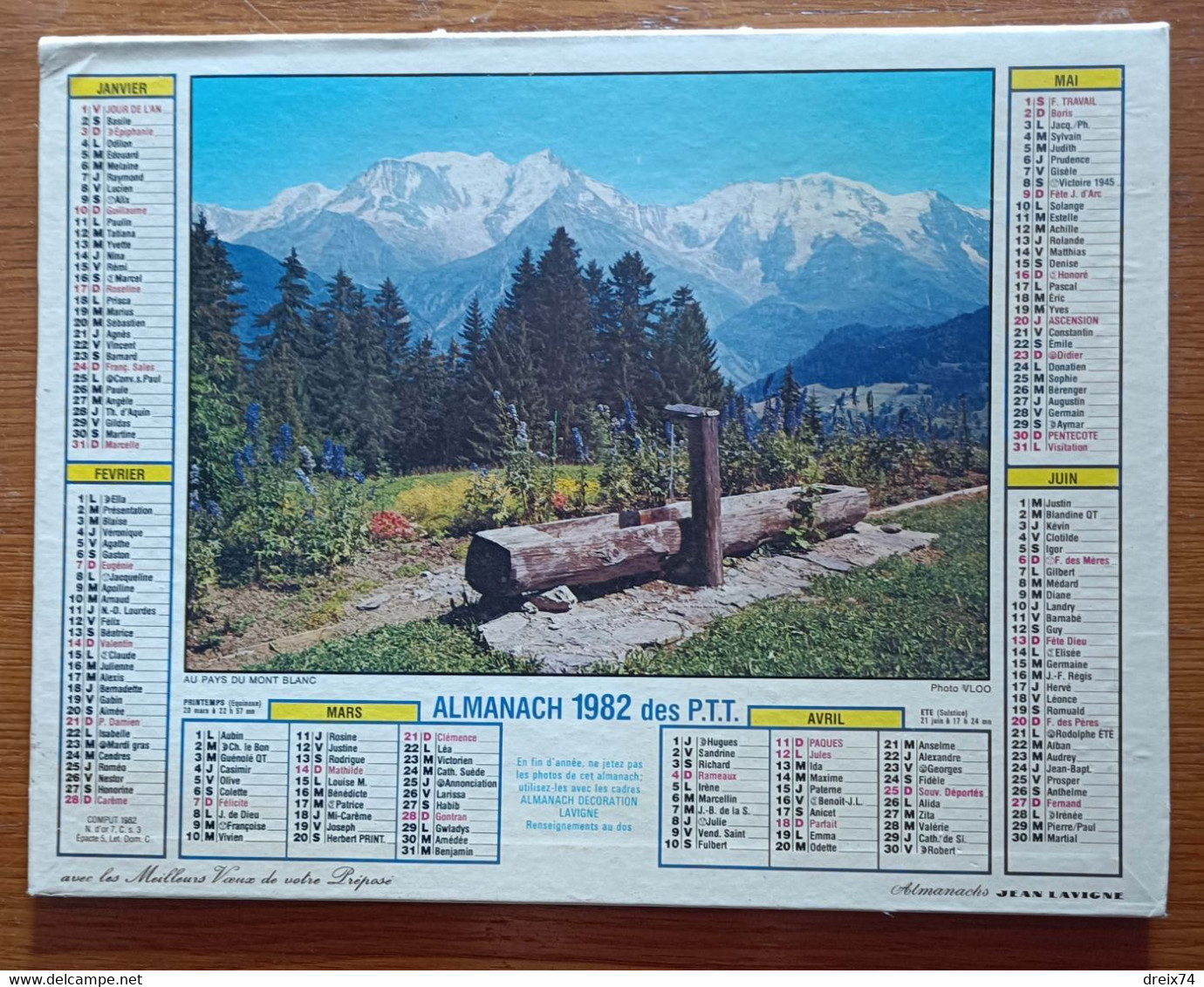 FRANCE Calendrier Almanach 1982 L'Esterel - Mont Blanc - Grand Format : 1981-90