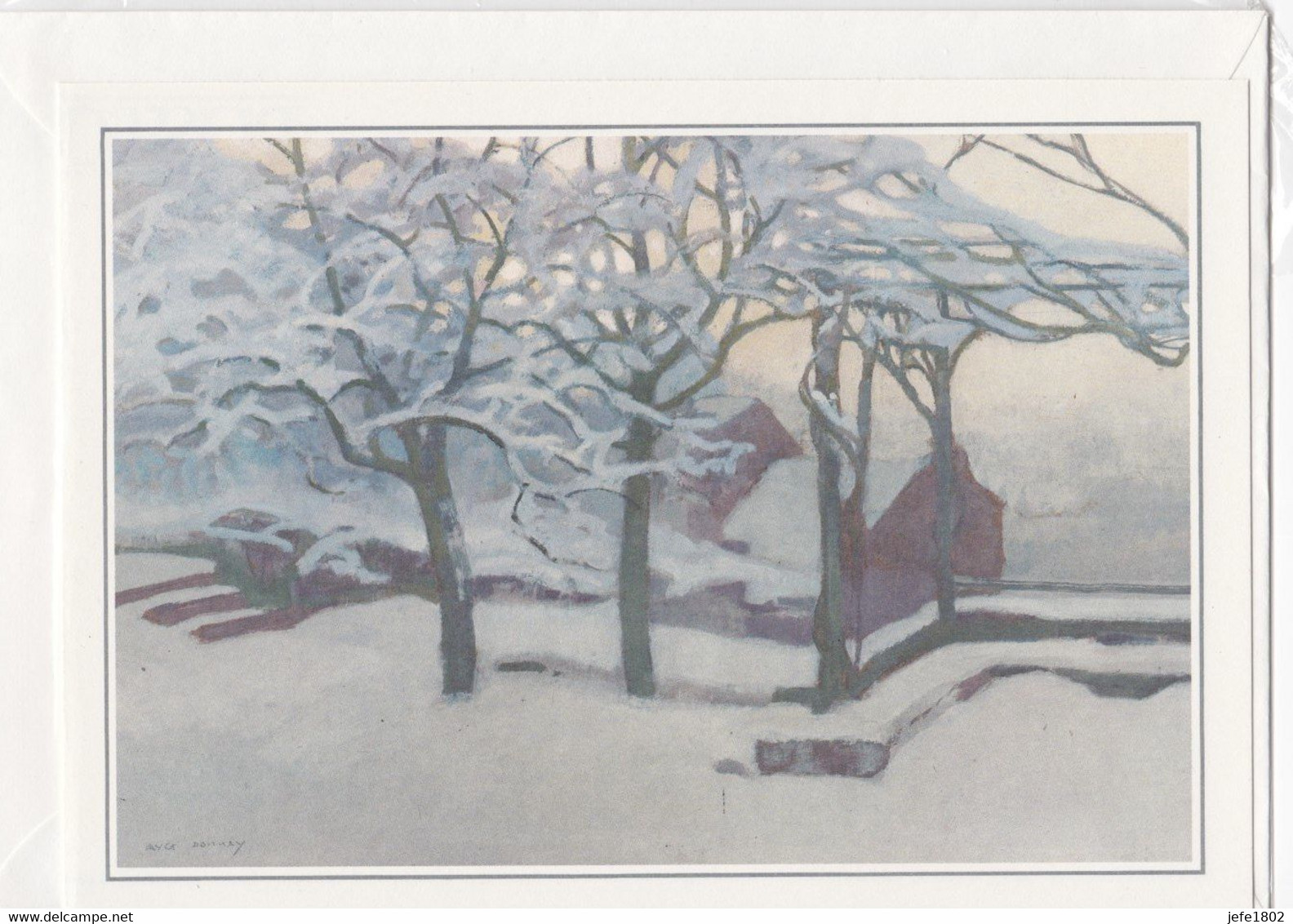 Postogram 013 / 84 - Tuin In De Sneeuw - A. Donny - Snow In The Garden - Postogram