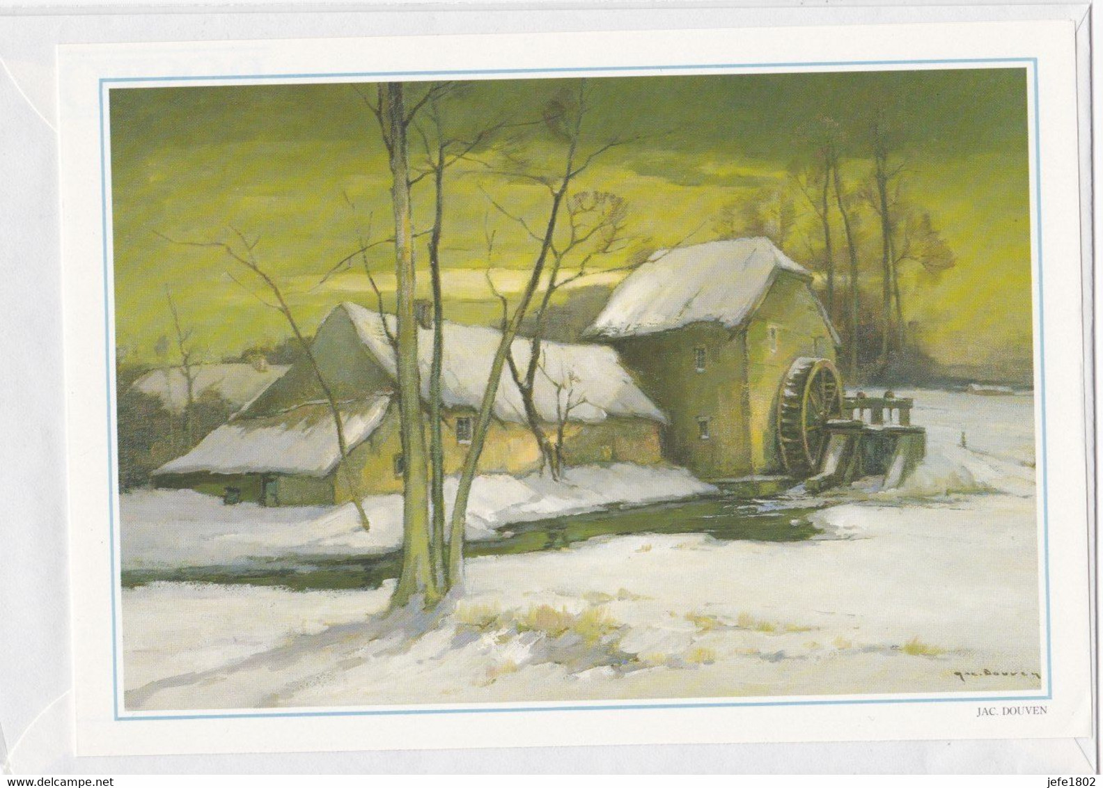 Postogram 022 / 85 - Watermolen In De Winter - J. Douven - Watermill In Winter - Postogram