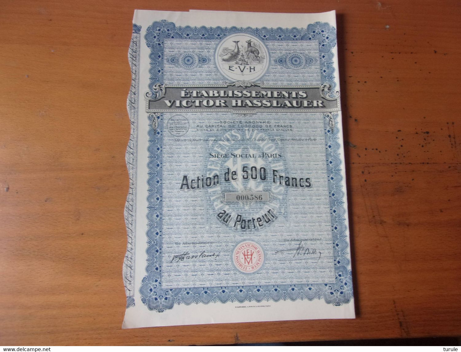 VICTOR HASSLAUER (500 Francs) 1928 - Altri & Non Classificati