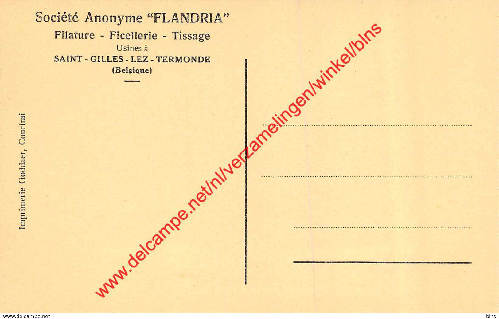 Société Anonyme Flandria - Filature Ficellerie Tissage - Machienkamer - Sint-Gillis-Waas - Sint-Gillis-Waas