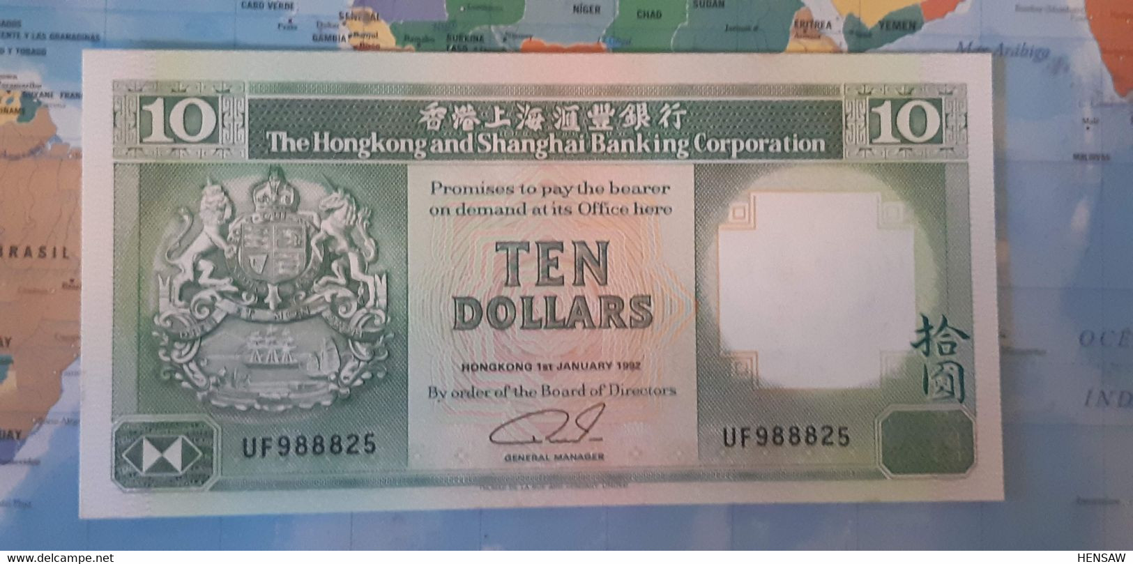 HONGKONG 10 DOLLARS P 191c 1992 UNC - Hongkong