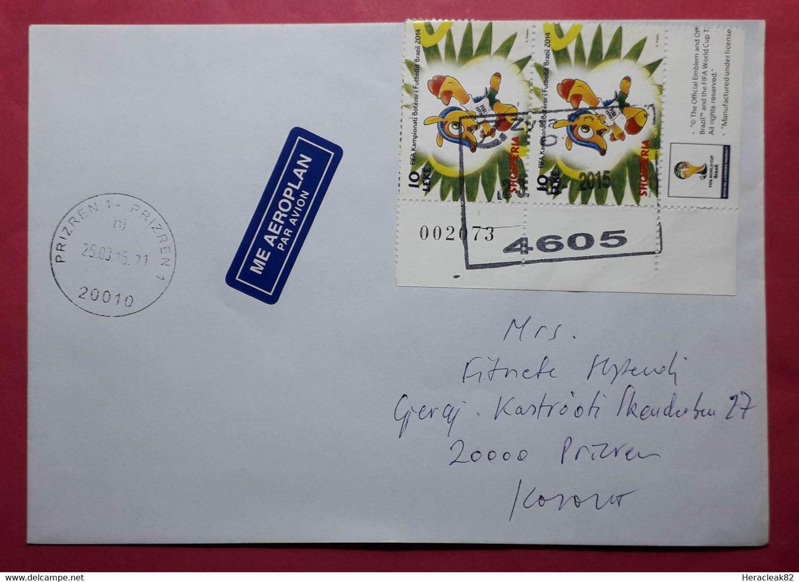Albania Airmail Letter To Kosovo 2015 Seals OROSH And PRIZREN, RARE - Albanien