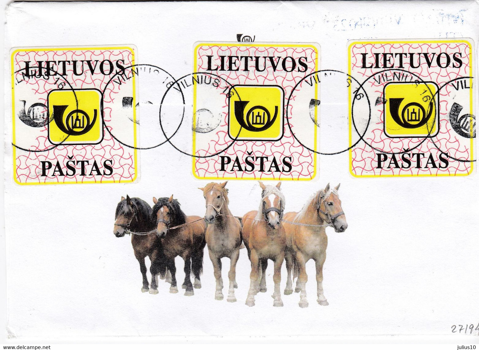 LITHUANIA Cover 2018 Cover Sent From Vilnius To Druskininkai Horses #27194 - Litauen