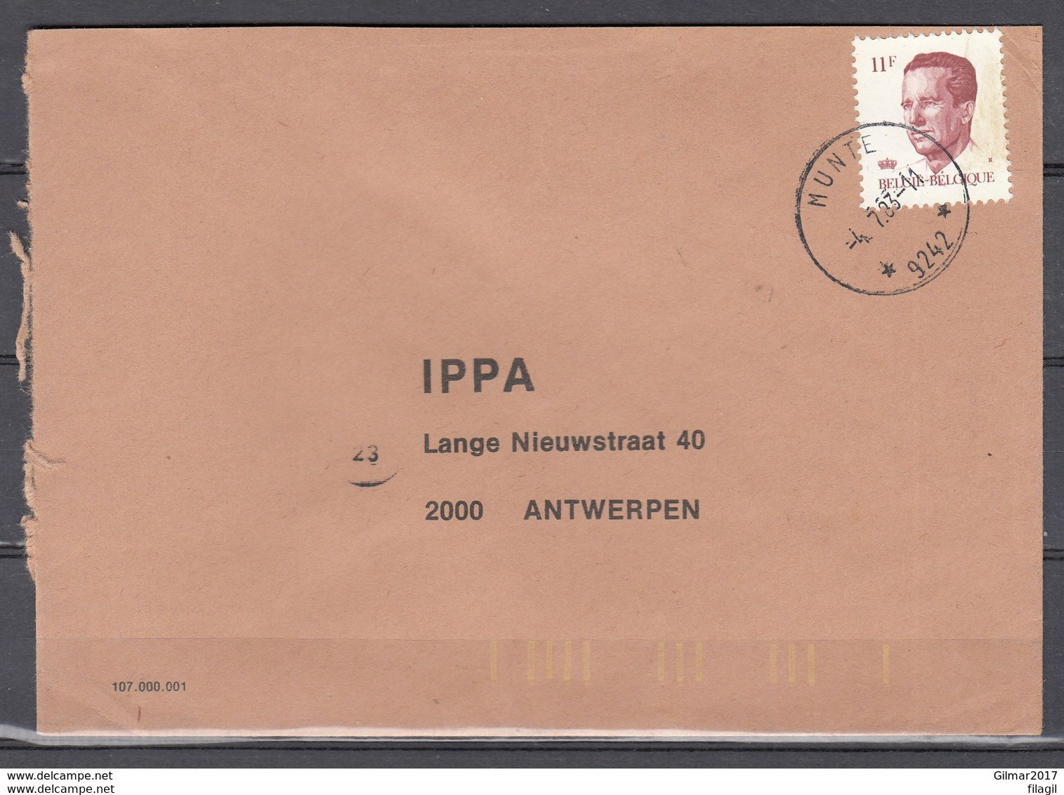 Brief Van Munte (sterstempel) Naar Antwerpen - 1981-1990 Velghe
