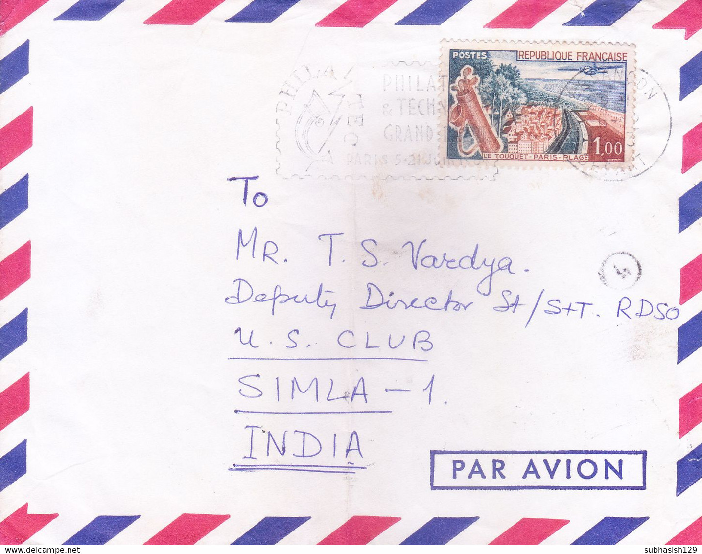 FRANCE : USED COVER : YEAR 1963 : POSTED FOR INDIA : BOTH SIDE SPECIAL SLOGAN CANCELLATION - Brieven En Documenten