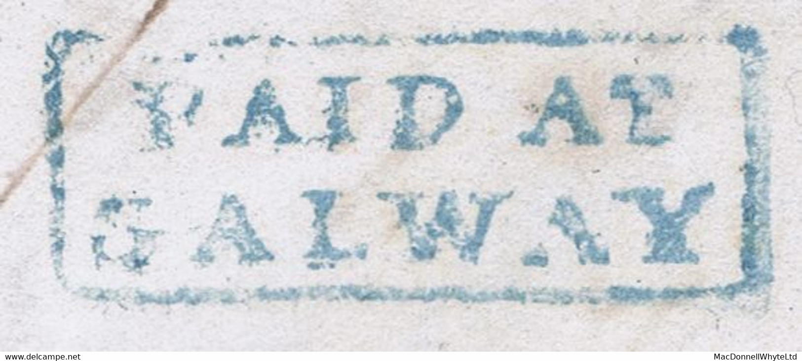 Ireland Galway 1848 Cover To Dublin Boxed 2-line PAID AT/GALWAY In Blue, Matching GALWAY MR 8 1848 Cds - Préphilatélie