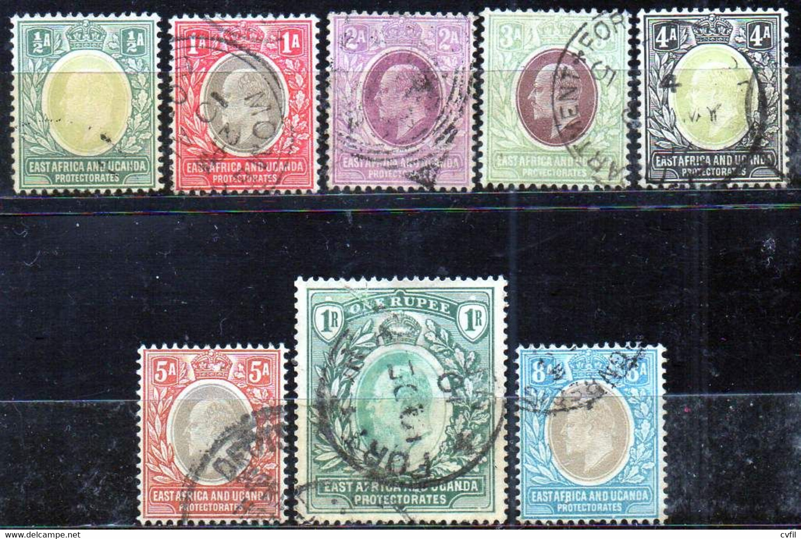 East Africa & Uganda 1904-07. 8 Values Of The Edward VII Set With Wmk CA Crown Multiple, Very Fine Used - British East Africa