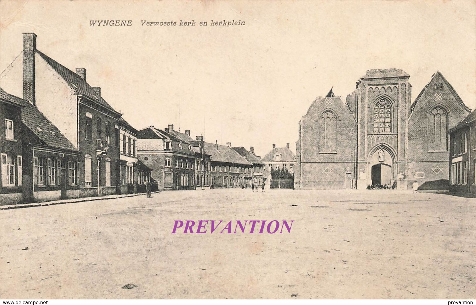 WYNGENE - Verwoeste Kerk En Kerkplein - Carte Circulé En 1921 - Wingene