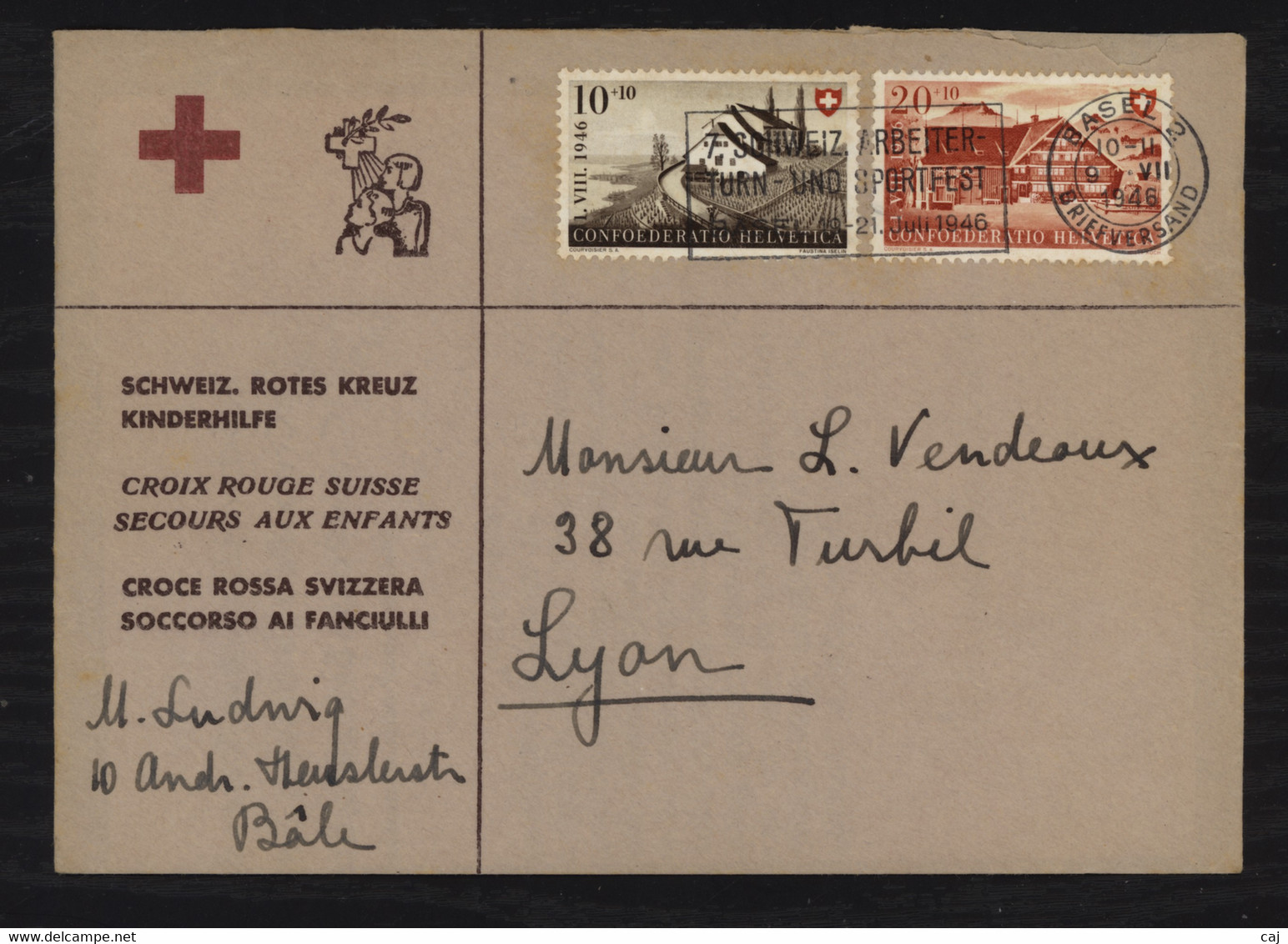 0ch  1441   -  Suisse   :   Yv  429-30  (o)  Sur Lettre De La Croix Rouge - Storia Postale