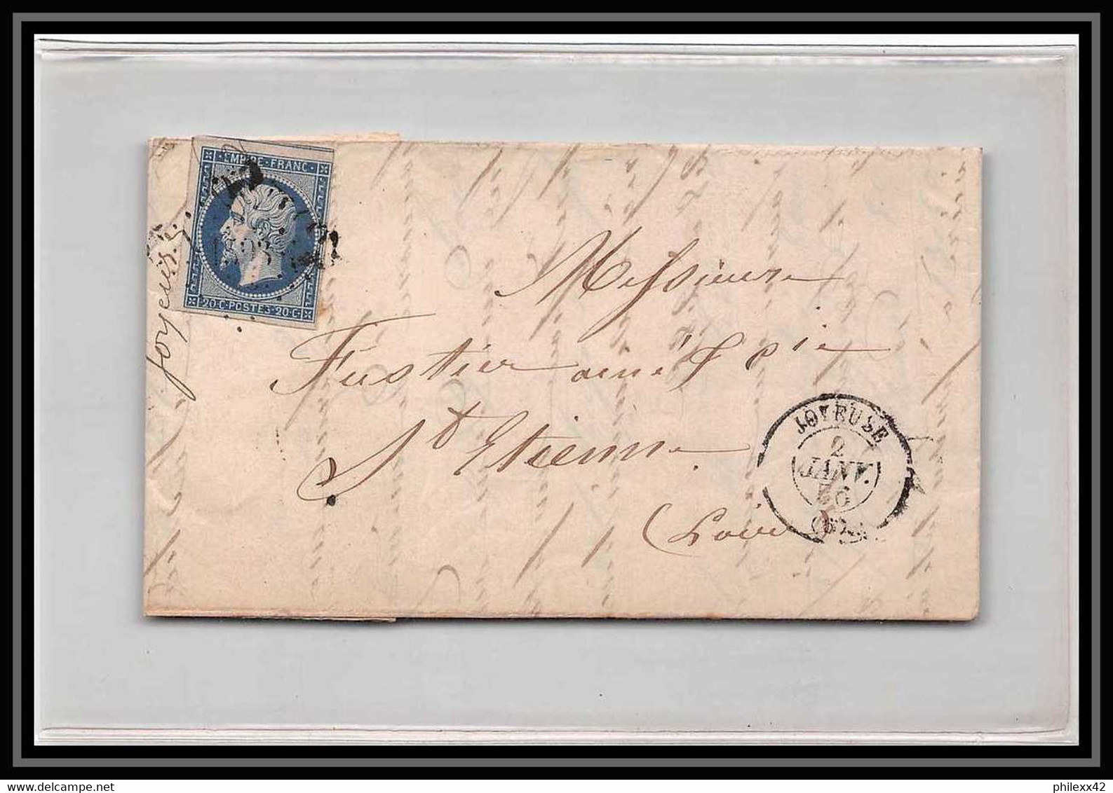 7098 LAC 1856 N 14 Napoleon 20c TB Pc 1593 Joyeuse Ardeche St Etienne Loire France Lettre Cover - 1849-1876: Classic Period