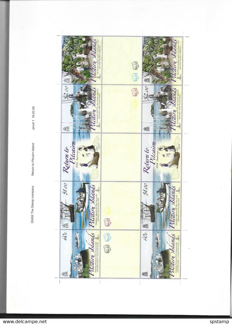 Pitcairn Islands 2009 Return To Pitcairn Gutter Strip In 2 Different Large Imperforate Proofs , One In Folder - Pitcairn Islands