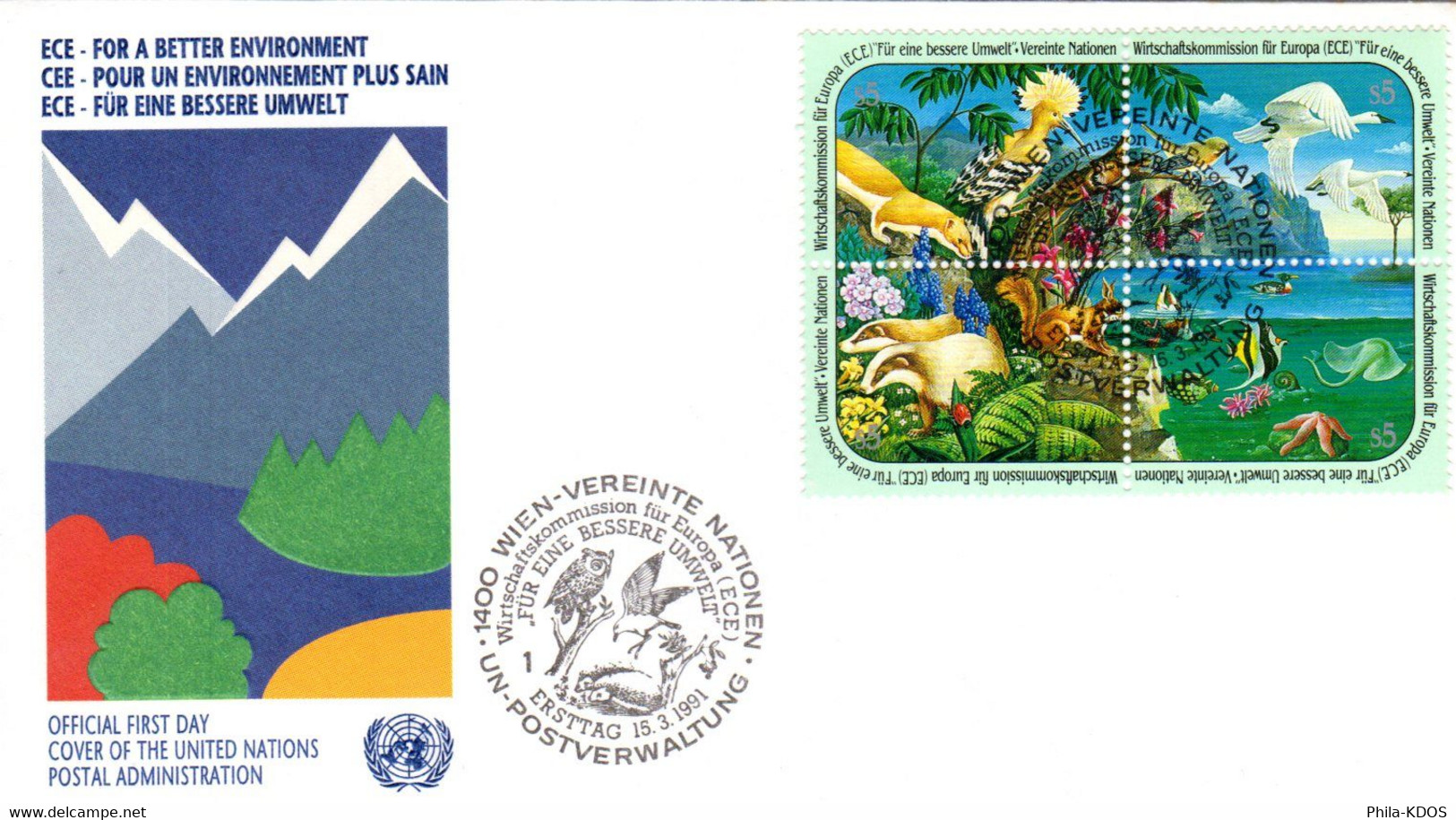 " POUR UN ENVIRONNEMENT PLUS SAIN " Sur Enveloppe 1er Jour De L'ONU De 1991 Parfait état - Protection De L'environnement & Climat