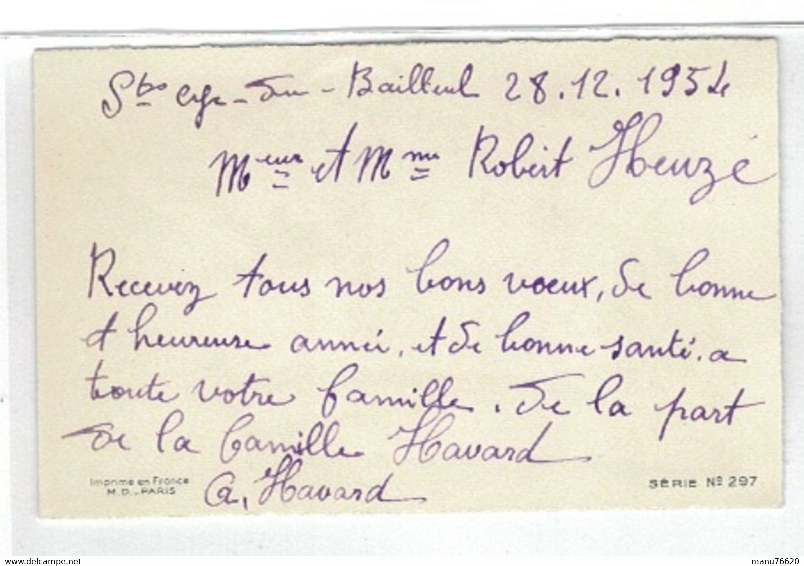 CARTE VOEUX ET BONNE ANNEE- Chasseur Et Fusil , Saint Cyr Du Bailleul , Manche-  28,12,1954 - - Neujahr