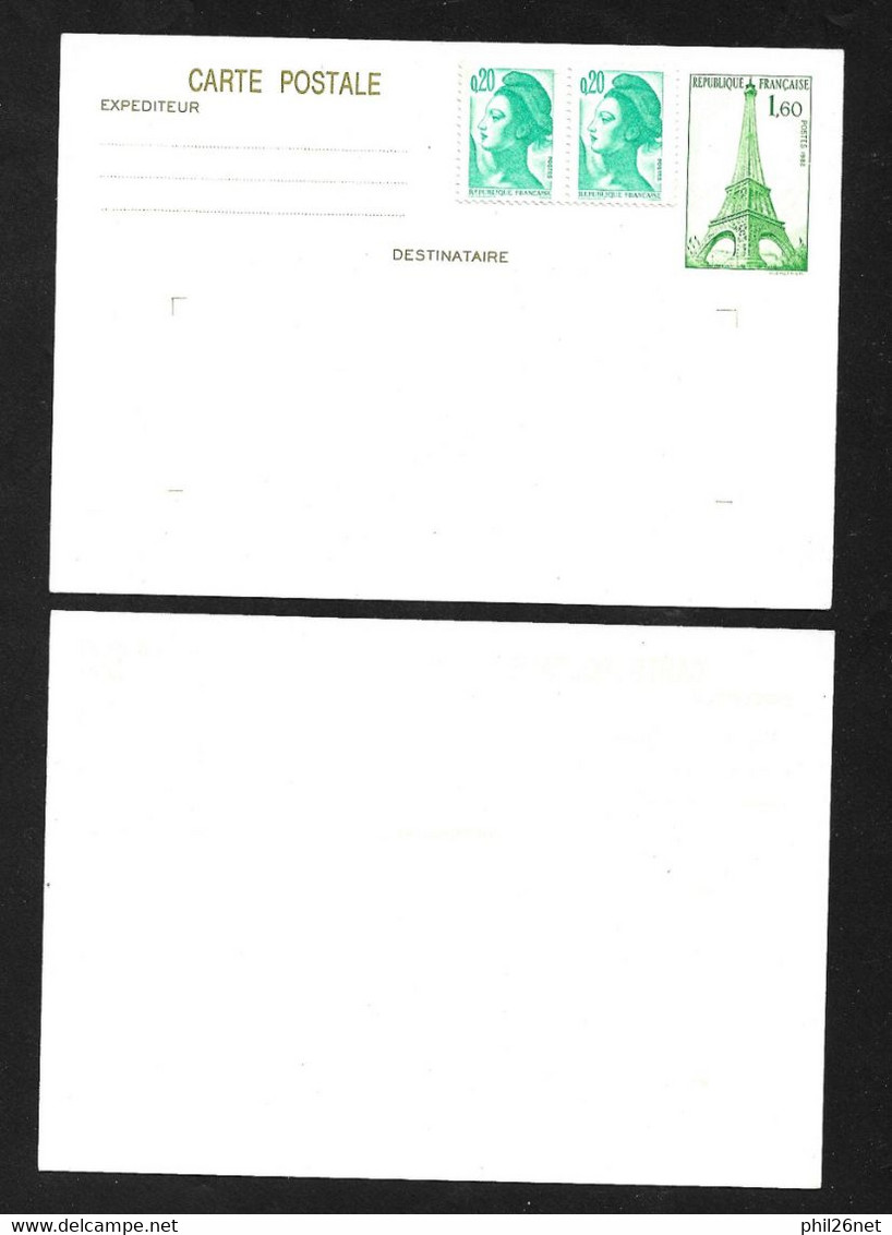 France Carte Postale 429-CP1 Inauguration Du Bureau De Poste De La Tour Eiffel Et Paire Du N° 2181 Neuve B/ TB - Standard Postcards & Stamped On Demand (before 1995)