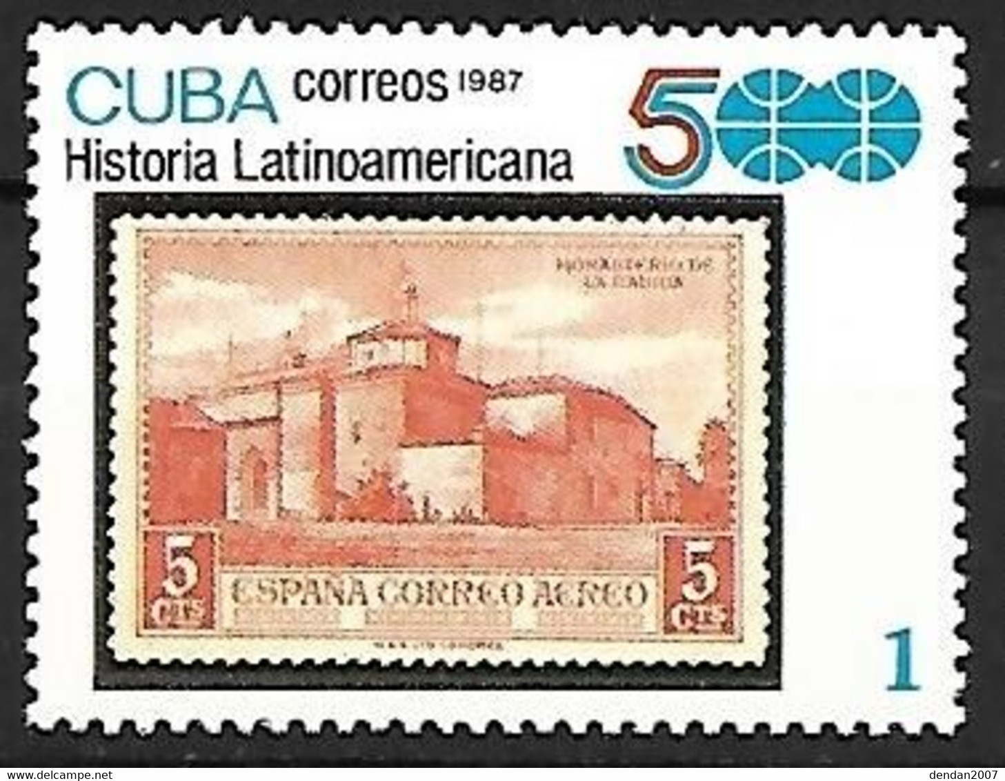 Cuba - MNH ** 1987 : History Of Latin America : Stamp On Stamp : Monasterio De La Rabida - Indiens D'Amérique