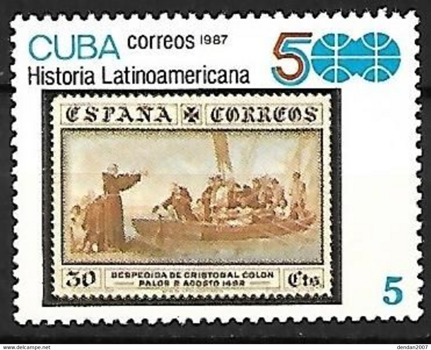 Cuba - MNH ** 1987 : History Of Latin America : Stamp On Stamp : Christobal Colon - Indiens D'Amérique