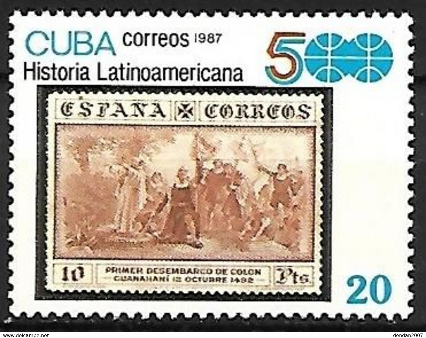 Cuba - MNH ** 1987 : History Of Latin America : Stamp On Stamp : Primer Desembarco De Colon - Indiens D'Amérique