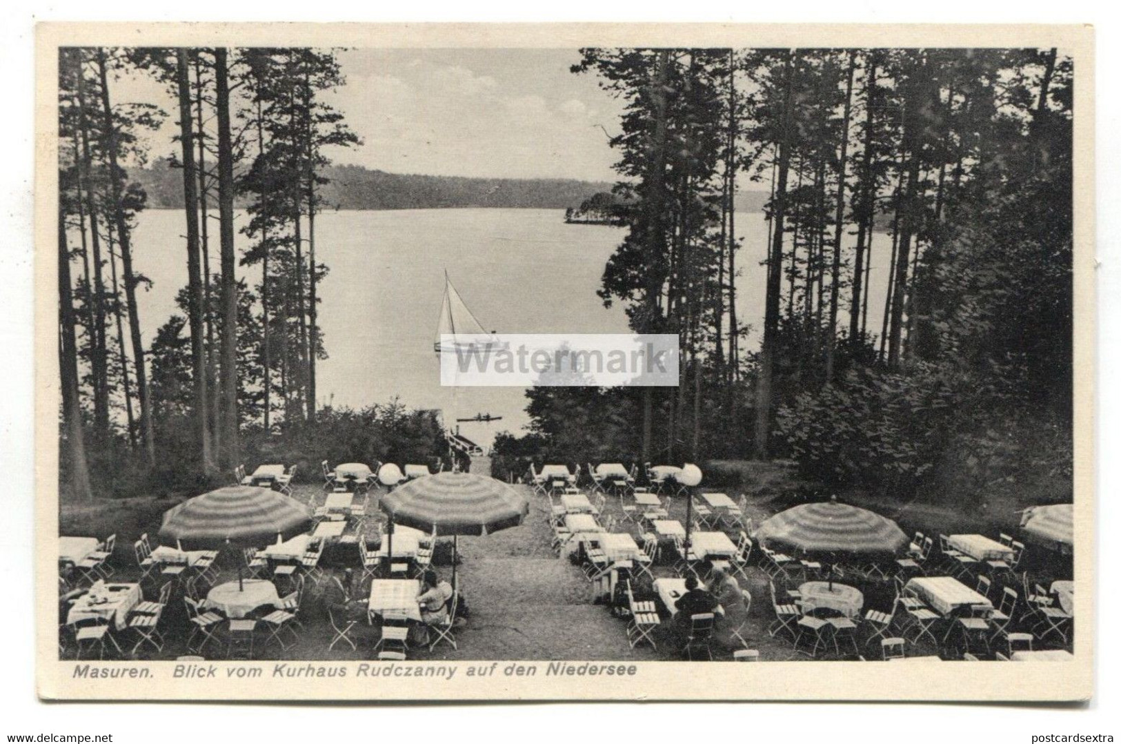 Masuren - Blick Vom Kurhaus Rudczanny Auf Den Niedersee - 1938 Used Postcard - Was Germany, Now In Poland - Pologne