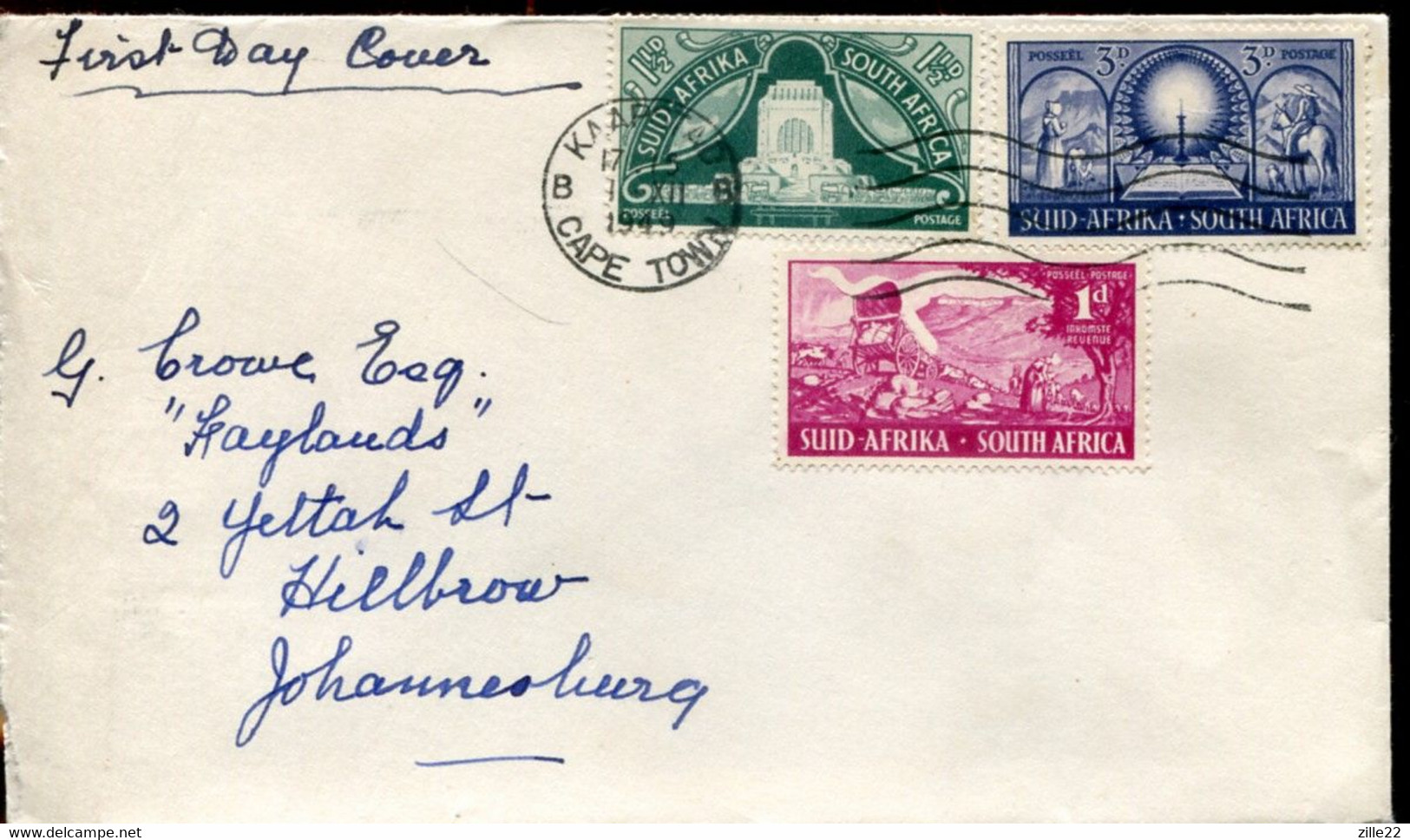 South Africa Südafrika Mi# 217-9 Used On Letter Or FDC -  Inauguration Of The Vortrekker Monument - European Settlers - FDC