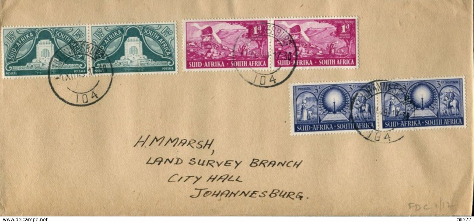 South Africa Südafrika Mi# 217-9 Used On Letter Or FDC -  Inauguration Of The Vortrekker Monument - European Settlers - FDC