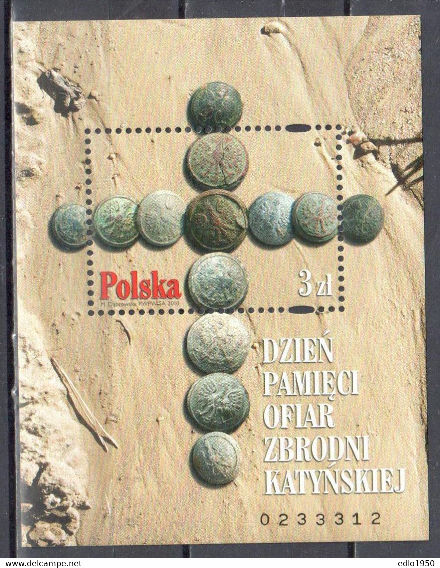 Poland  2010 - Memory Day Of Victims Of Katyń Crime - Mi Ms 193 - MNH(**) - Blocks & Sheetlets & Panes