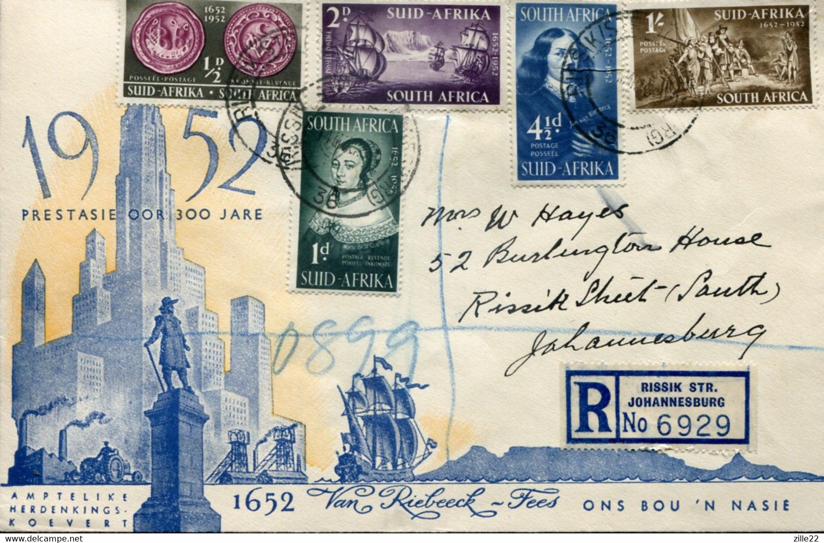 South Africa Südafrika Mi# 224-8 Used On Letter Or FDC -  Jan Anthoniszoon Riebeeck - Settlers From Netherlands - FDC