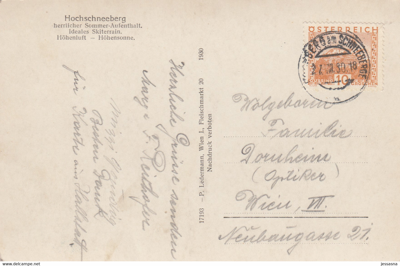 AK - NÖ - Das Alte Hotel Hochschneeberg - 1930 - Schneeberggebiet