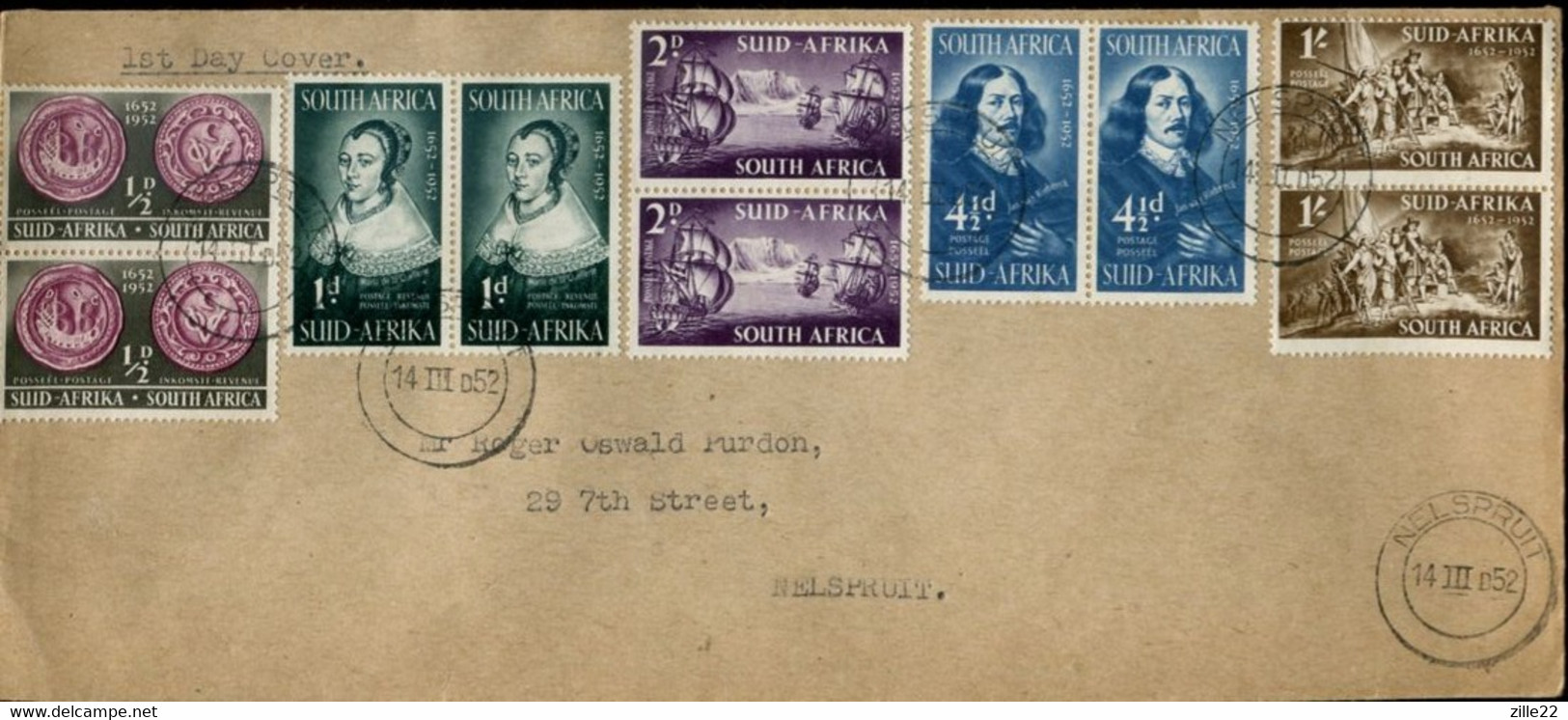 South Africa Südafrika Mi# 224-8 Used On Letter Or FDC -  Jan Anthoniszoon Riebeeck - Settlers From Netherlands - FDC