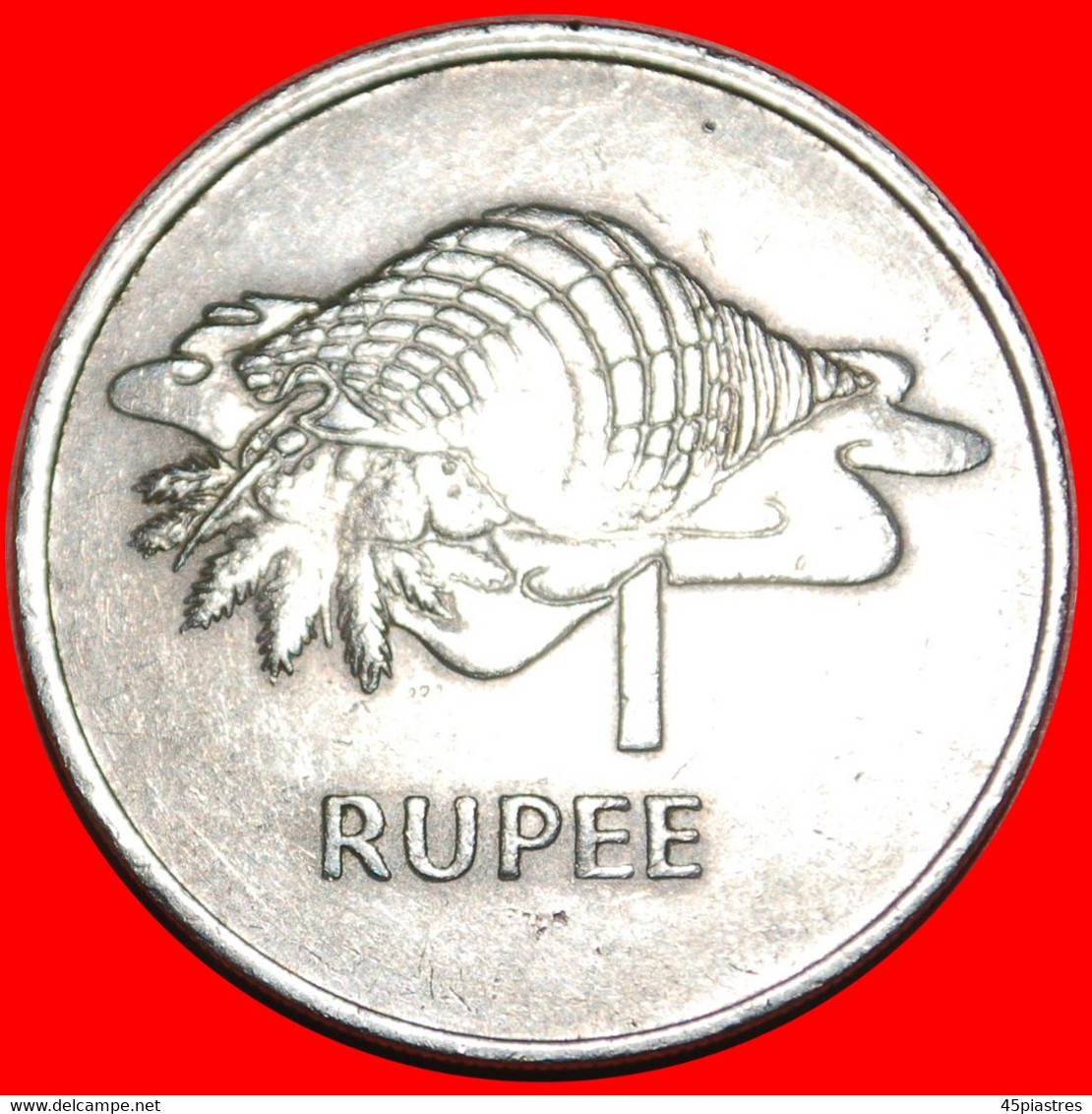 • TRITON SHELL And SHIP: SEYCHELLES  1 RUPEE 1977! LOW START  NO RESERVE! - Seychelles