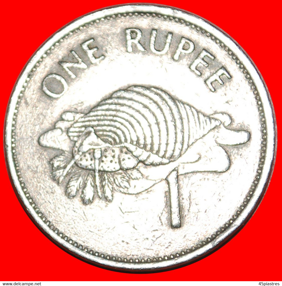 • GREAT BRITAIN TRITON SHELL And SHIP: SEYCHELLES ★ 1 RUPEE 1992! LOW START ★ NO RESERVE! - Seychelles