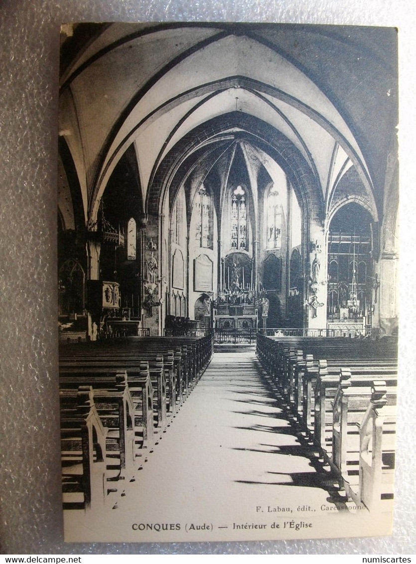 Carte Postale Conques (11) Intérieur De L'Eglise ( Petit Format Noir Et Blanc Non Circulée ) - Conques Sur Orbiel