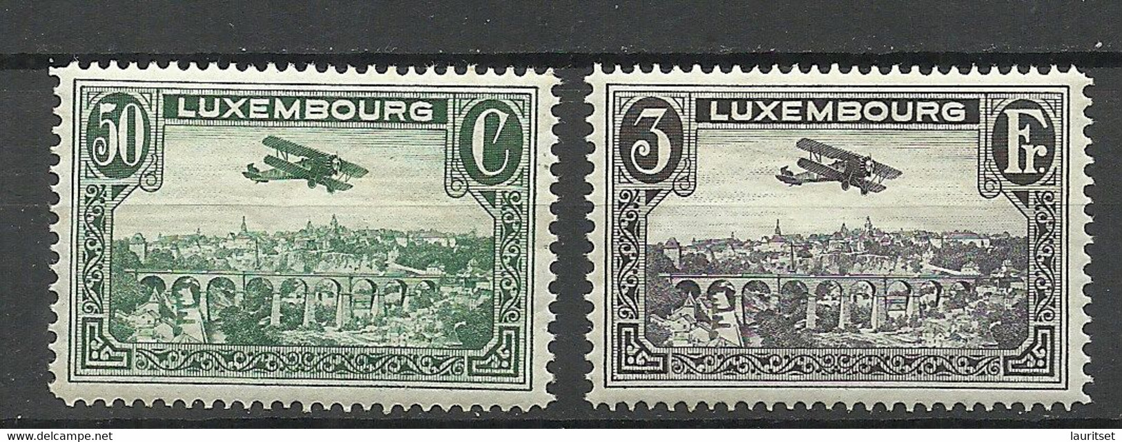 LUXEMBOURG Luxemburg 1933 Michel 250 - 251 Flugpost Air Mail Air Plane Doppeldecker MNH - Unused Stamps