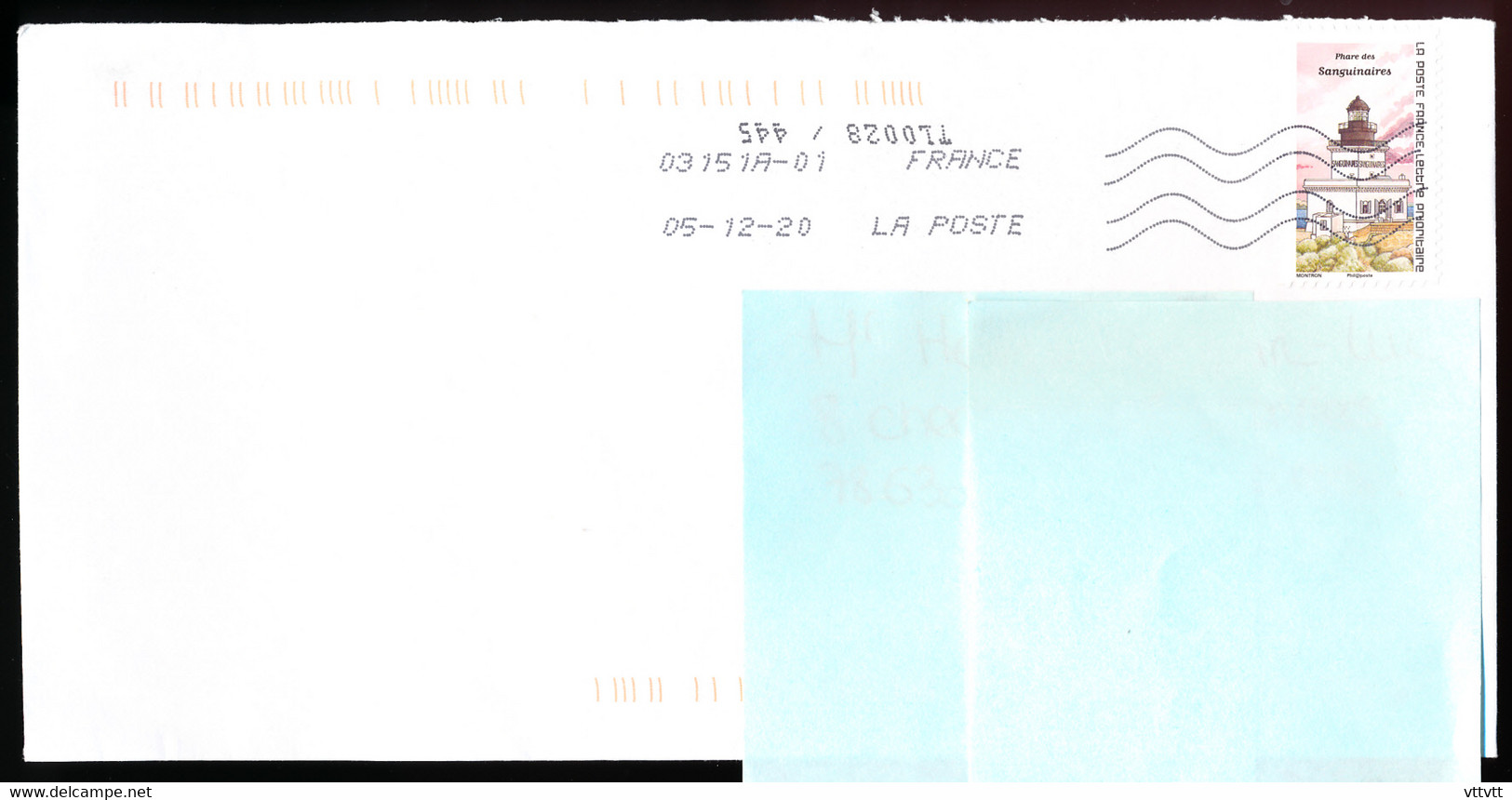 Timbre Postal Adhésif (2020) "Phares, Repères  De Nos Côtes, Phare Des Sanguinaires" Seul Sur Lettre - 1961-....