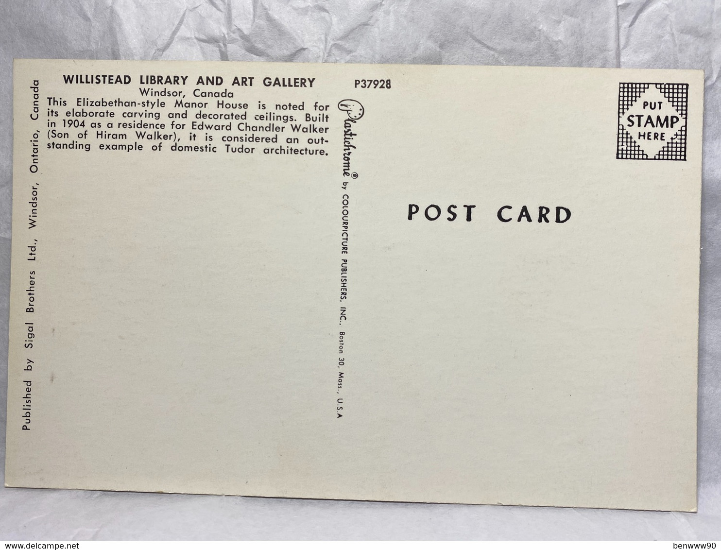 Willistead Library And Art Gallery, Windsor, Ontario, Unused, Canada Postcard - Windsor