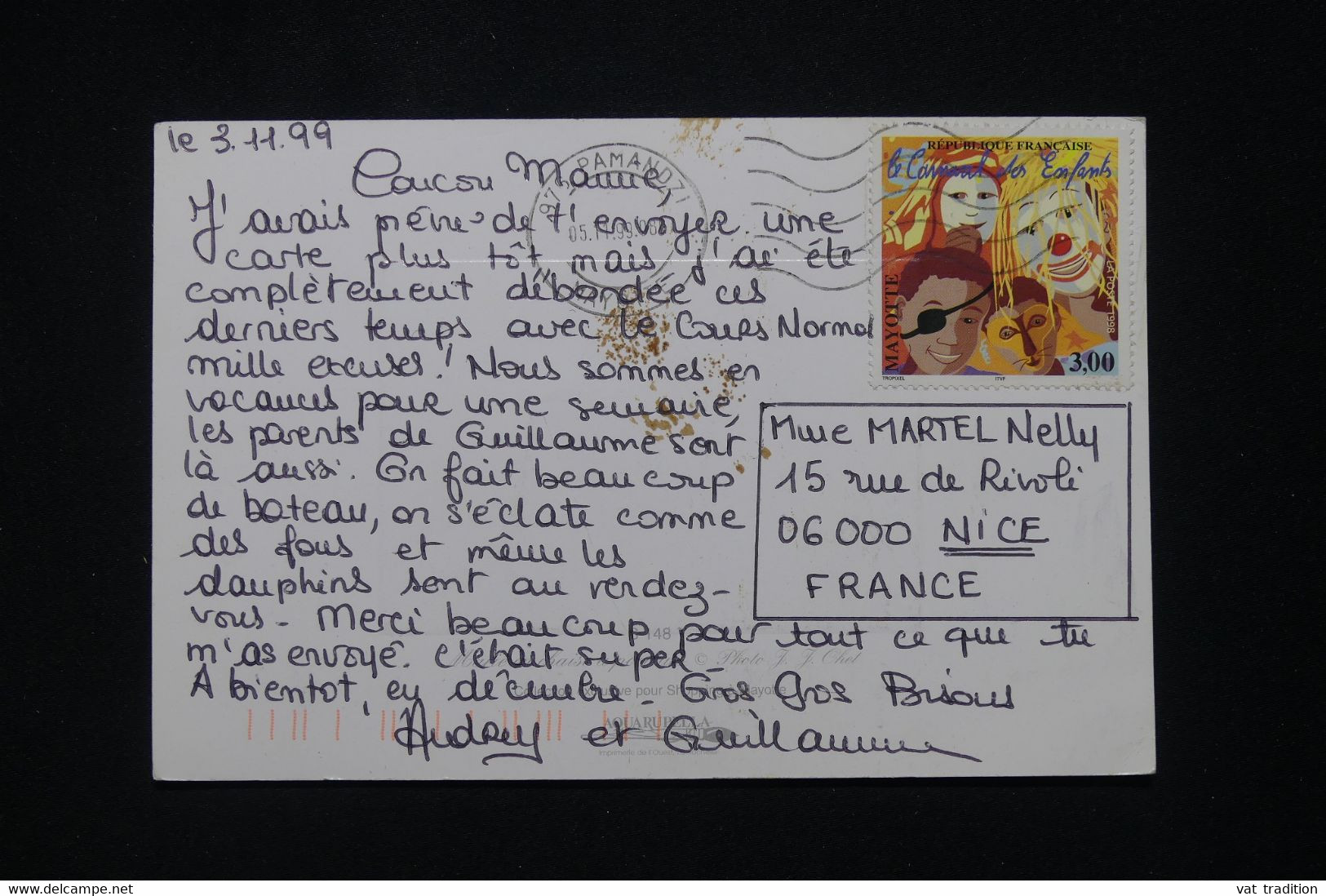 MAYOTTE - Affranchissement De Pamandzi Sur Carte Postale En 1999 Pour Nice - L 95940 - Cartas & Documentos